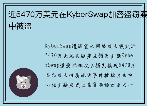 近5470万美元在KyberSwap加密盗窃案中被盗 