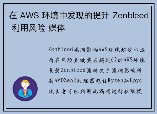 在 AWS 环境中发现的提升 Zenbleed 利用风险 媒体